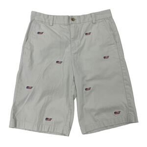 Vineyard Vines Khaki American Flag Whale Embroidered Chino Short Boys 18 ASIS